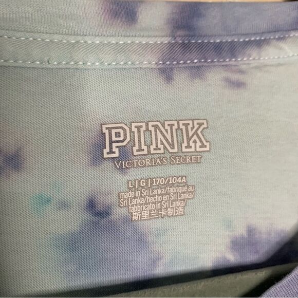 PINK Embroidered Tie Dye Campus Long Sleeve Tee blue purple - Picture 6 of 9